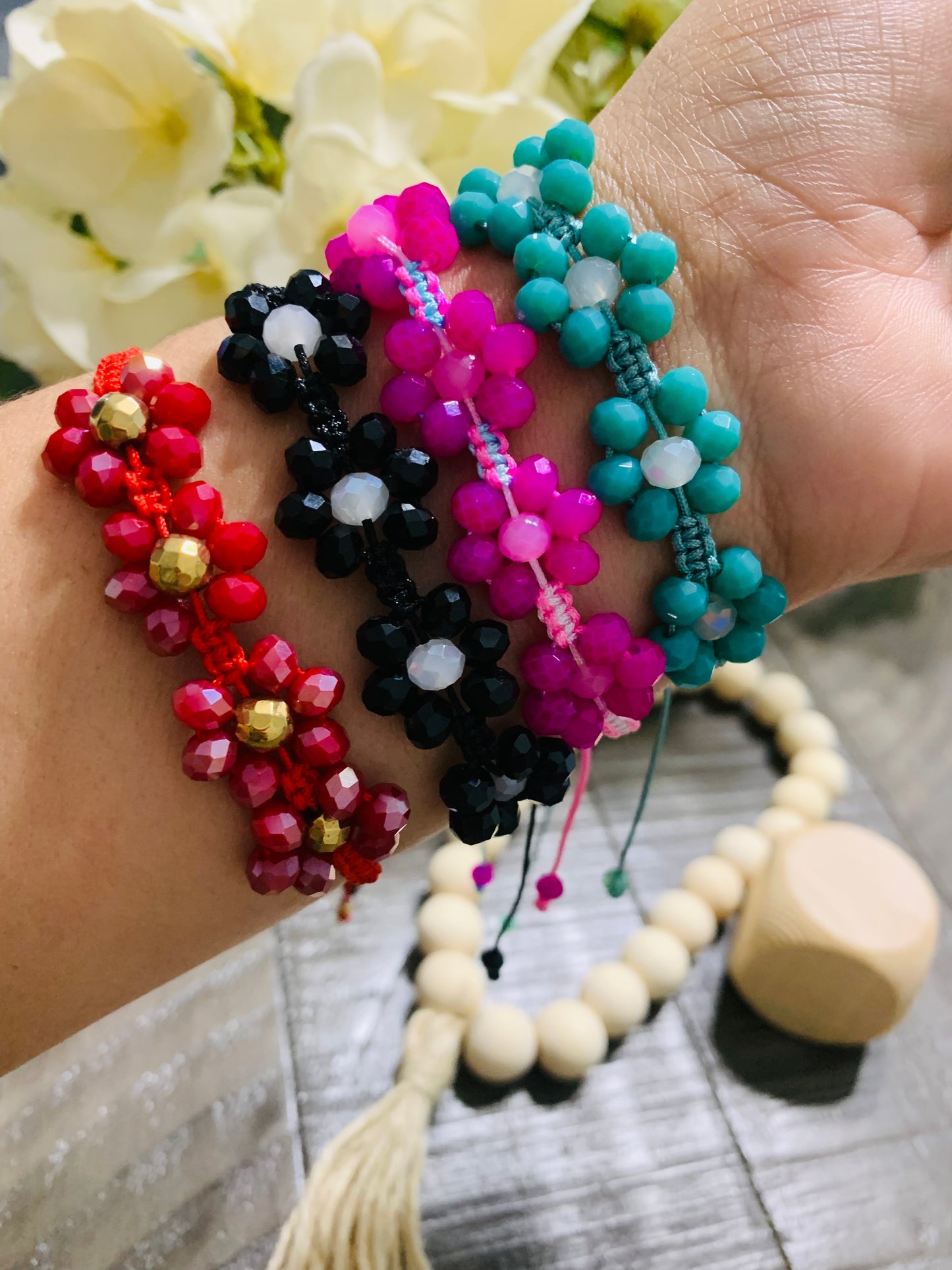 Bracelet Flowers Colors Crystal