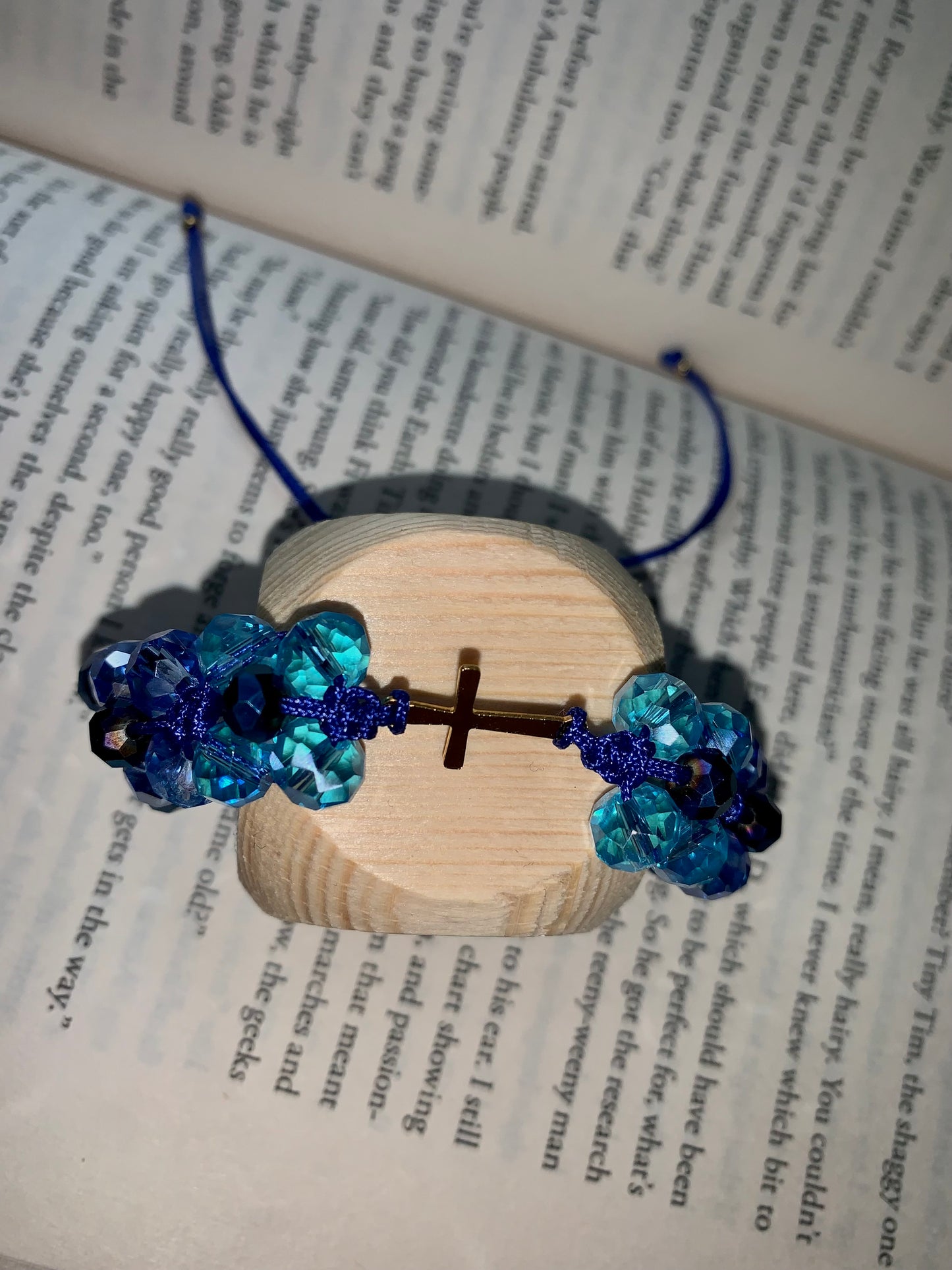 Bracelet Blue Flowers Crystal