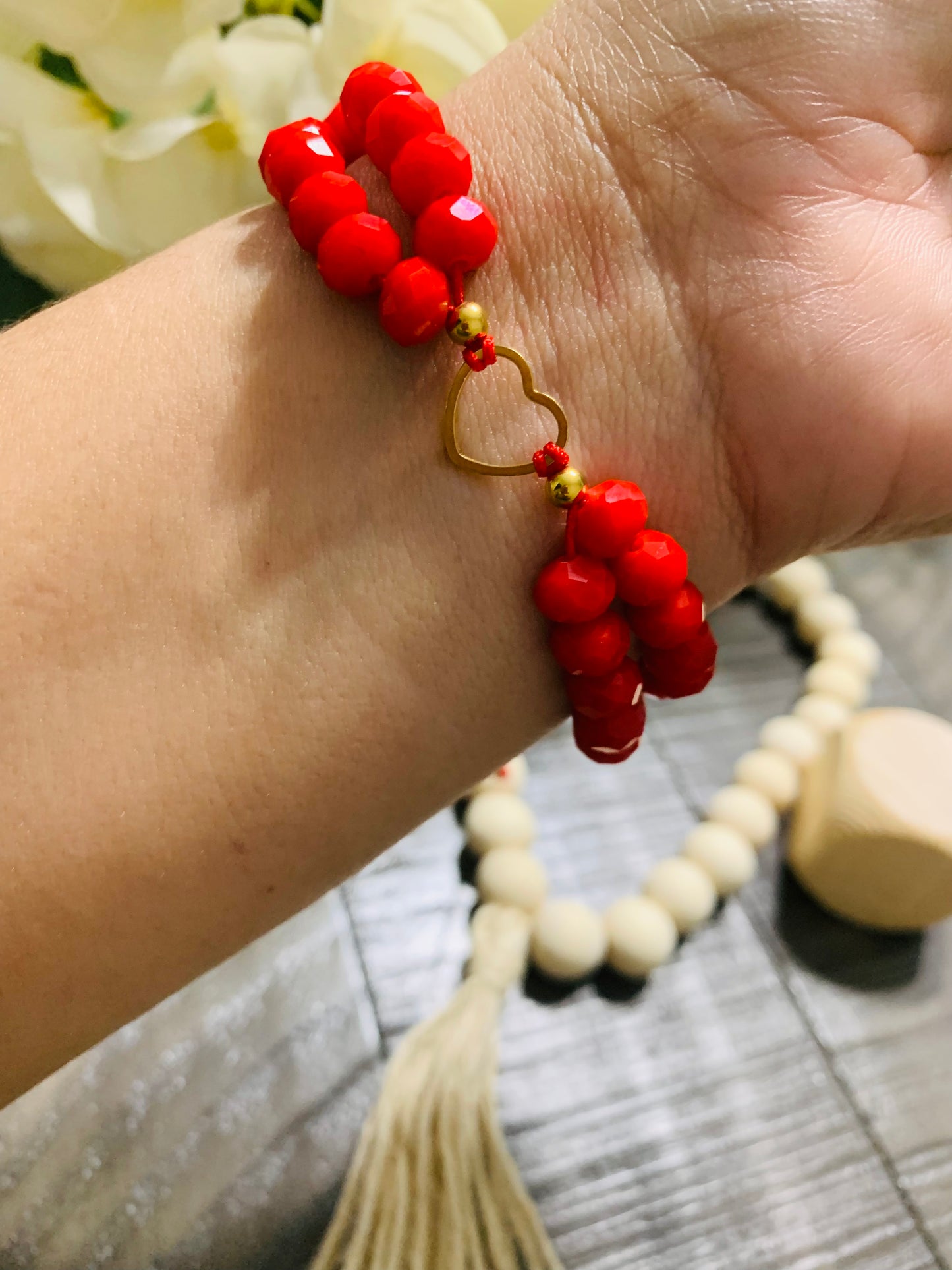 Bracelet Heart Red Crystal