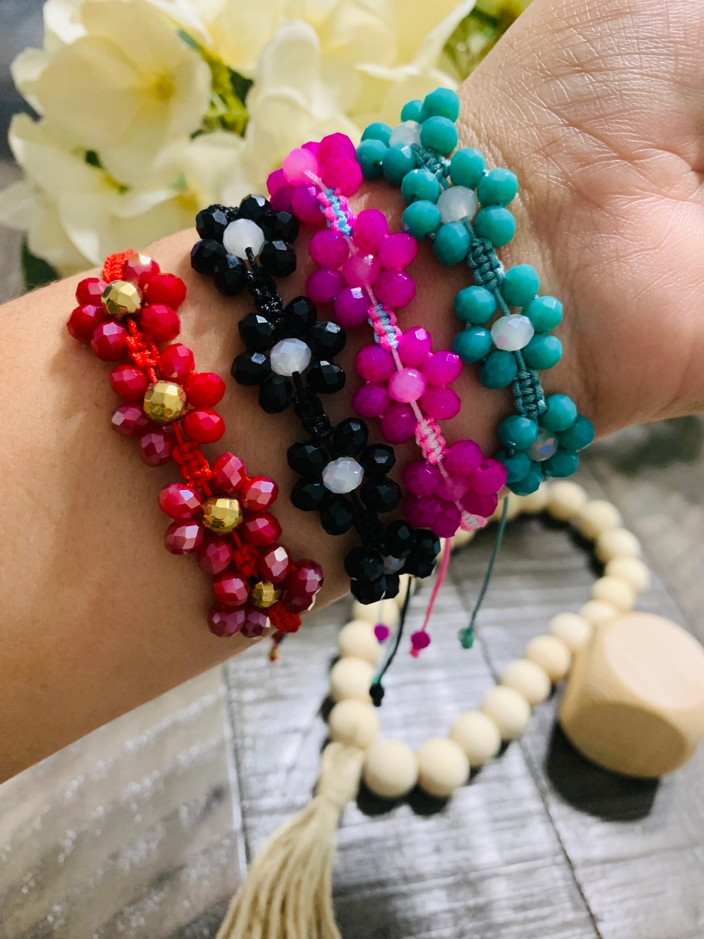 Bracelet Flowers Colors Crystal