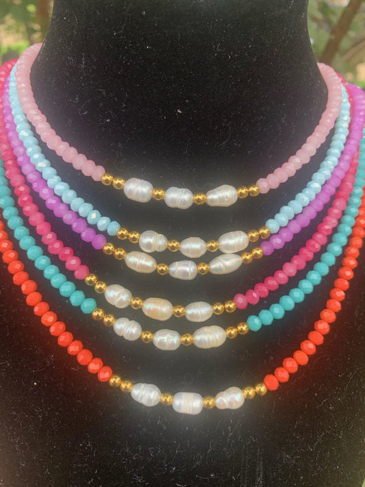 Crystal Chokers With Pearls