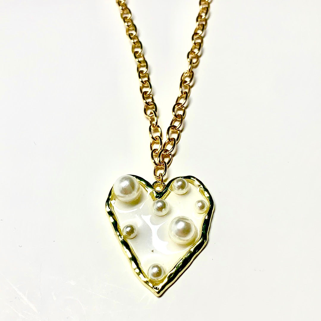 Pearls Heart Necklace