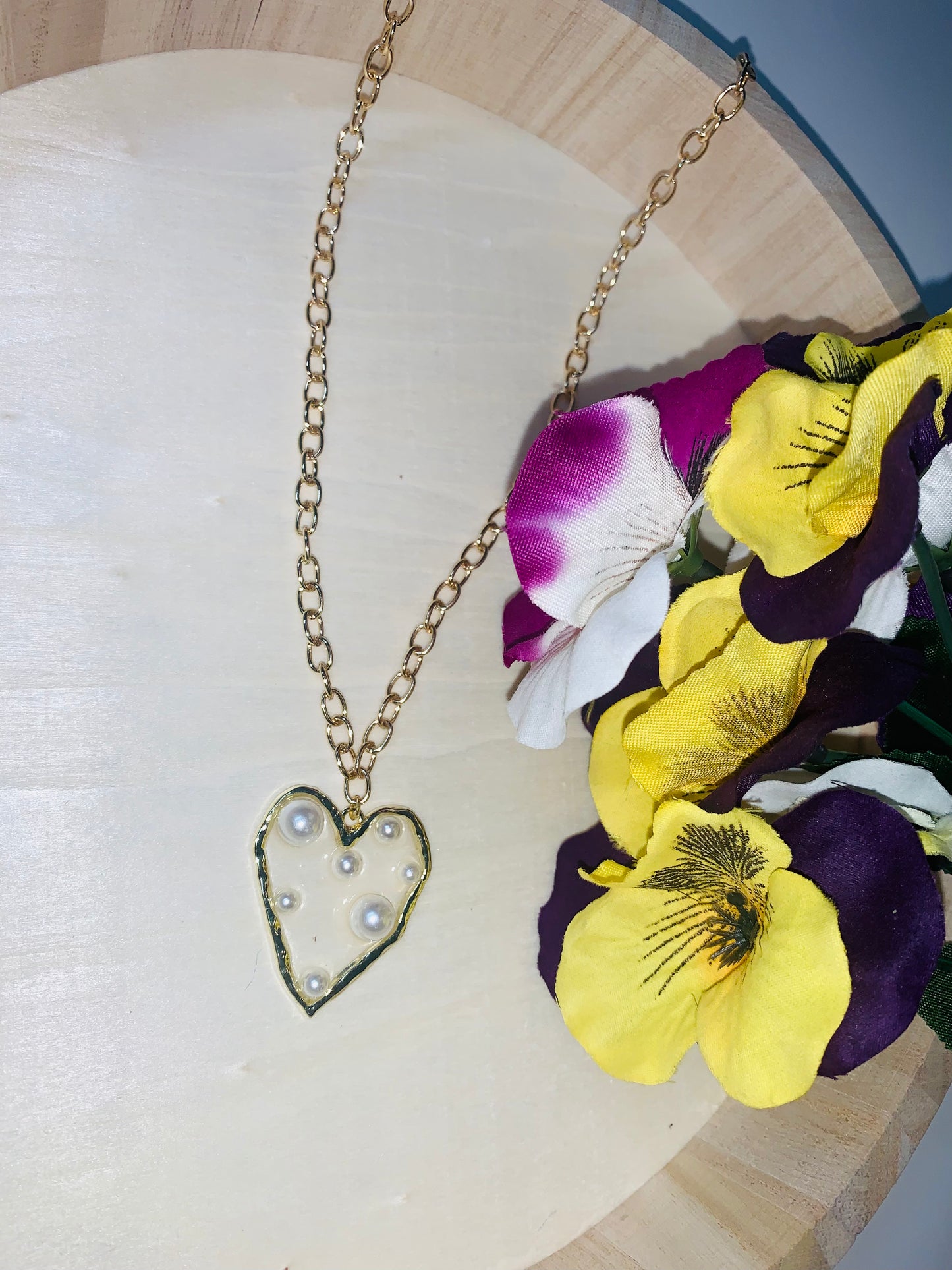 Pearls Heart Necklace